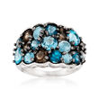 5.00 ct. t.w. Tonal Blue and Smoky Topaz Ring in Sterling Silver