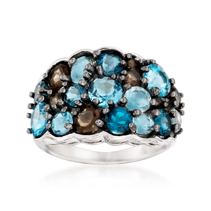 5.00 ct. t.w. Tonal Blue and Smoky Topaz Ring in Sterling Silver