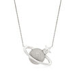 Sterling Silver Textured and Polished Celestial Necklace  