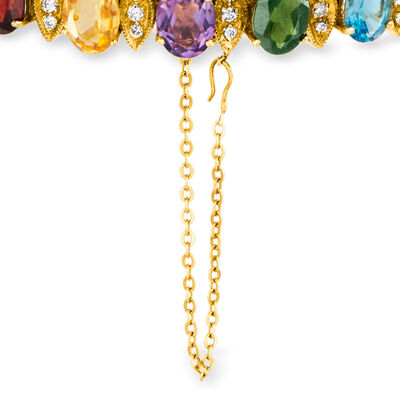 C. 1980 Vintage 21.85 ct. t.w. Multi-Gemstone and 1.10 ct. t.w. Diamond Bracelet in 14kt Yellow Gold
