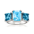 2.80 Carat Swiss Blue Topaz Ring with 2.40 ct. t.w. London Blue Topaz and .30 ct. t.w. White Zircon in Sterling Silver