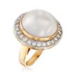 C. 1980 Vintage 17mm Mabe Pearl and 1.15 ct. t.w. Diamond Dome Ring in 14kt Yellow Gold