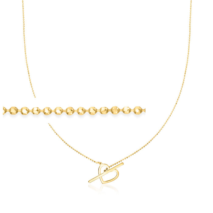 Italian 14kt Yellow Gold Heart Toggle Necklace