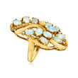 C. 1970. Opal, .19 ct. t.w. Ruby and .13 ct. t.w. Diamond Cluster Ring in 18kt Yellow Gold