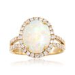 Oval Cabochon Opal and .73 ct. t.w. Diamond Ring in 14kt Yellow Gold