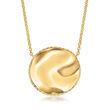 Italian 14kt Yellow Gold Wavy Circle Charm Necklace