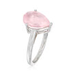 2.80 Carat Pear-Shaped Rose Quartz Ring in Sterling Silver