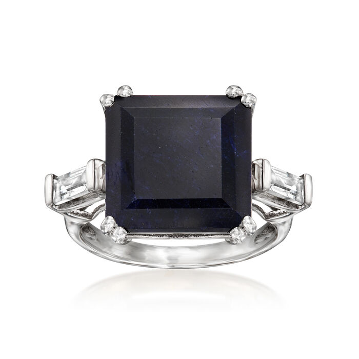 9.00 Carat Sapphire and .50 ct. t.w. White Topaz Ring in Sterling Silver