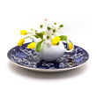 Euro Ceramica &quot;Blue Garden&quot; Lotus Plate with Stand