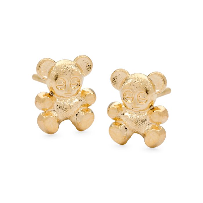 Child's 14kt Yellow Gold Teddy Bear Stud Earrings