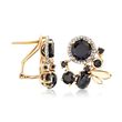 Black Onyx and .20 ct. t.w. White Topaz Drop Earrings in 14kt Yellow Gold Over Sterling Silver