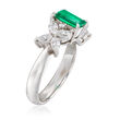 C. 1980 Vintage .75 Carat Emerald and .80 ct. t.w. Diamond Ring in Platinum