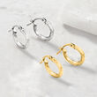 Sterling Silver and 14kt Yellow Gold Jewelry Set: Two Pairs of Huggie Hoop Earrings