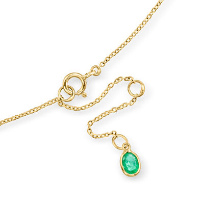 C. 1990 Vintage 2.87 ct. t.w. Sapphire and 1.80 ct. t.w. Emerald Station Necklace in 18kt Yellow Gold