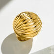 Italian 18kt Yellow Gold Line-Patterned Dome Ring