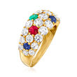C. 1980 Vintage 2.20 ct. t.w. Diamond and .82 ct. t.w. Multi-Gemstone Ring in 18kt Yellow Gold