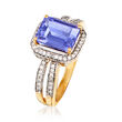 2.30 Carat Tanzanite and .26 ct. t.w. Diamond Ring in 14kt Yellow Gold