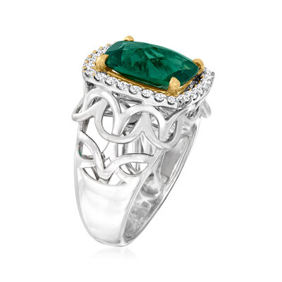 4.60 Carat Green Tourmaline Ring with .61 ct. t.w. Diamonds in 18kt Two-Tone Gold