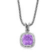 3.40 Carat Amethyst Roped Pendant Necklace in Sterling Silver