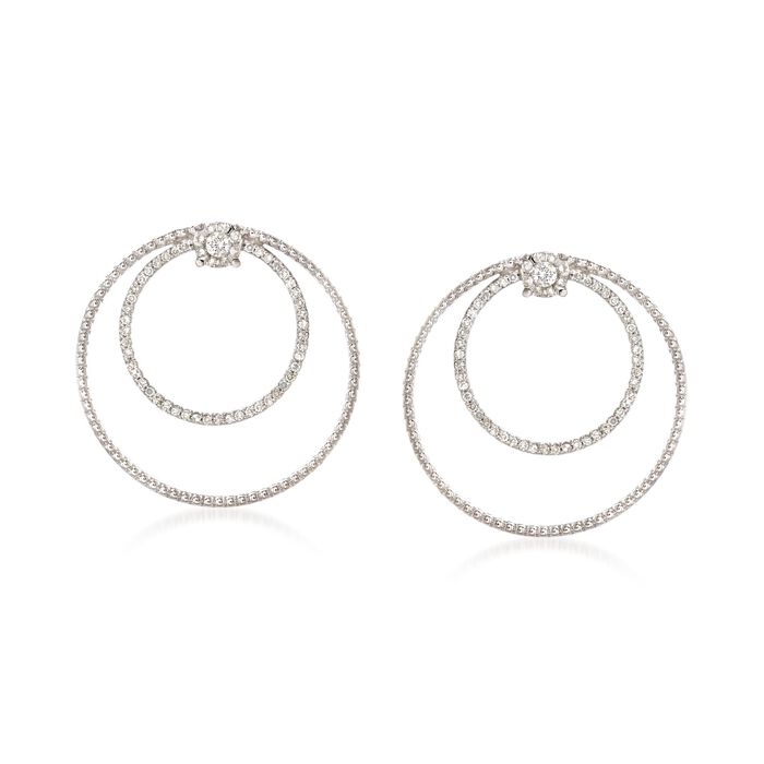 .59 ct. t.w. Diamond Double Circle Drop Earrings in Sterling Silver