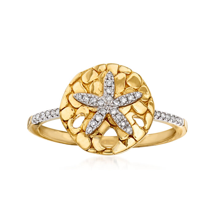 .10 ct. t.w. Diamond Starfish Ring in 18kt Gold Over Sterling