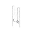 .10 ct. t.w. Diamond Moon and Star Threader Earrings in Sterling Silver