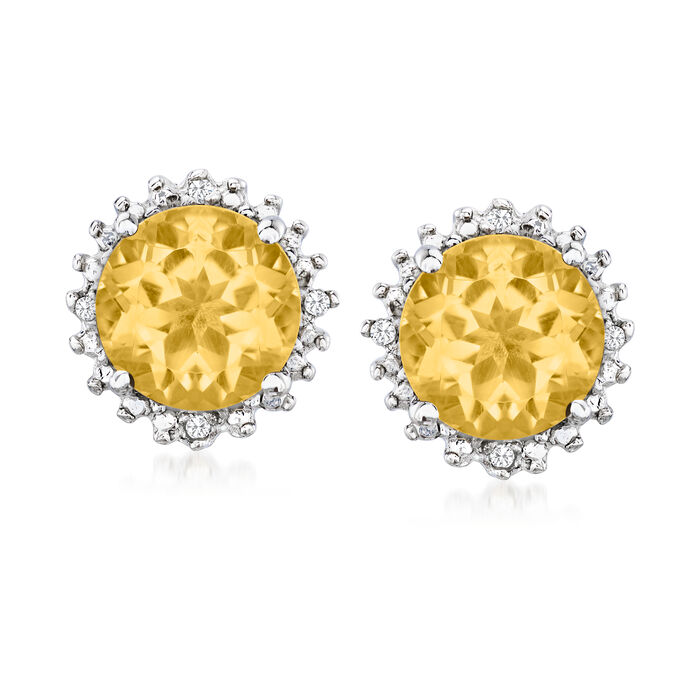 2.10 ct. t.w. Citrine Earrings with Diamond Accents in Sterling Silver