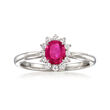 C. 1990 Vintage .75 Carat Ruby Ring with .24 ct. t.w. Diamonds in Platinum