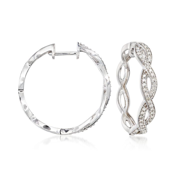 .50 ct. t.w. Diamond Twist Hoop Earrings in 14kt White Gold