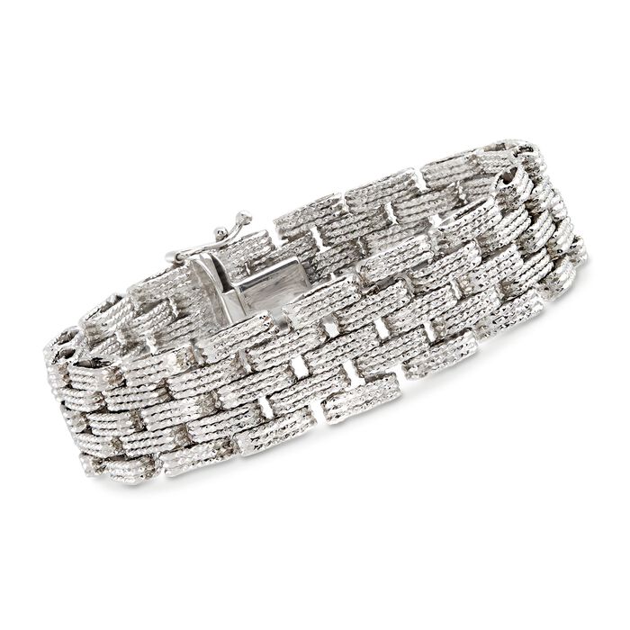 Sterling Silver Textured and Stacked Link Bracelet