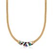 C. 1990 Vintage Asch Grossbardt Multi-Stone Mesh Station Necklace in 14kt Yellow Gold