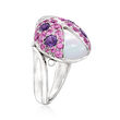 C. 2000 Vintage Mother-of-Pearl and 2.30 ct. t.w. Multi-Gemstone Ladybug Ring with .20 ct. t.w. Diamonds in 18kt White Gold