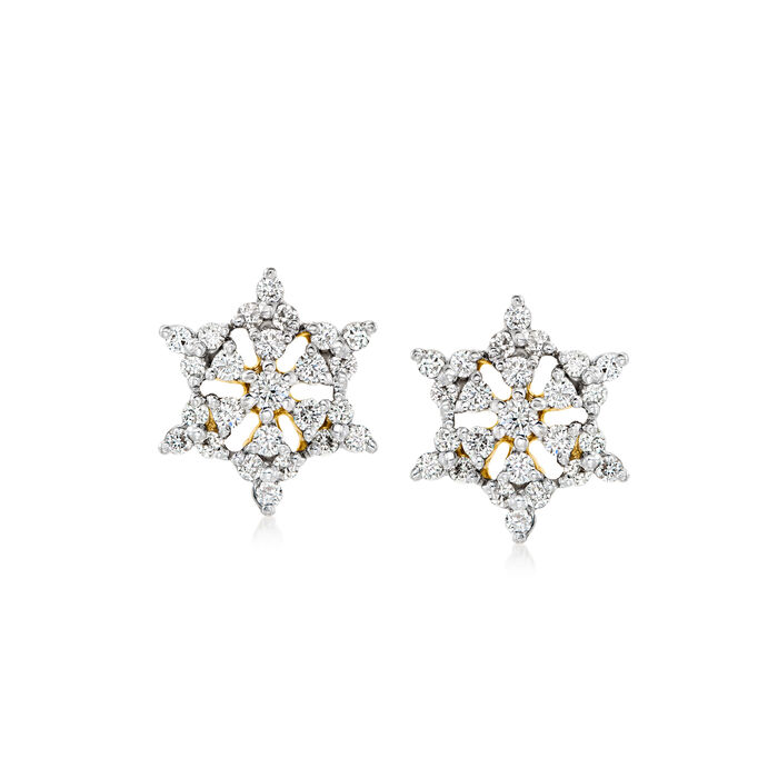 C. 1990 Vintage .80 ct. t.w. Diamond Snowflake Earrings in 18kt Yellow Gold