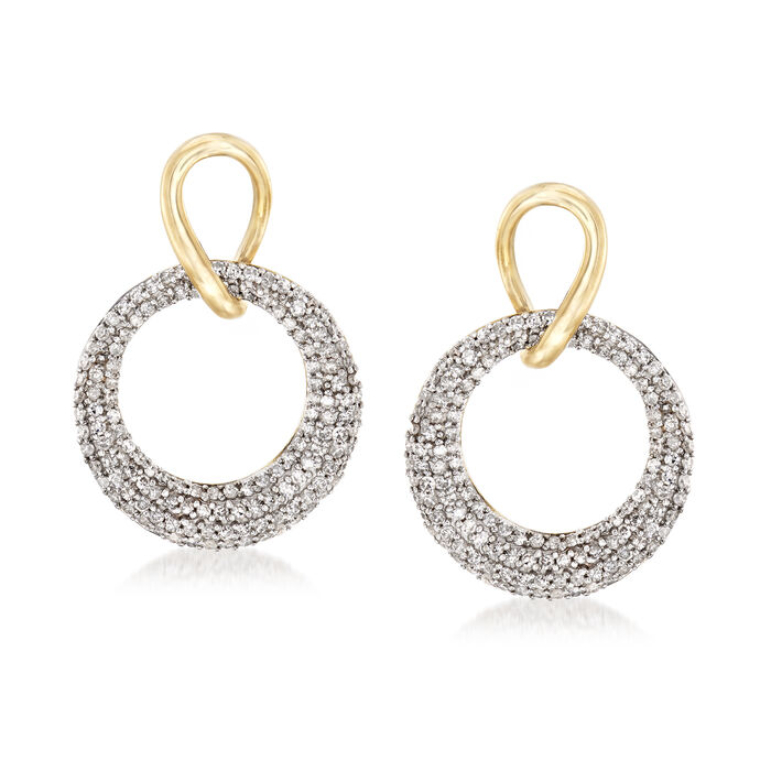 .75 ct. t.w. Diamond Circle Drop Earrings in 14kt Yellow Gold