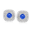 C. 1980 Vintage .80 ct. t.w. Sapphire and .65 ct. t.w. Diamond Earrings in 18kt White Gold