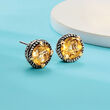 6.75 ct. t.w. Citrine Rope Frame Earrings with Hearts in Two-Tone Sterling Silver