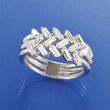 1.00 ct. t.w. Baguette and Round CZ Ring in Sterling Silver
