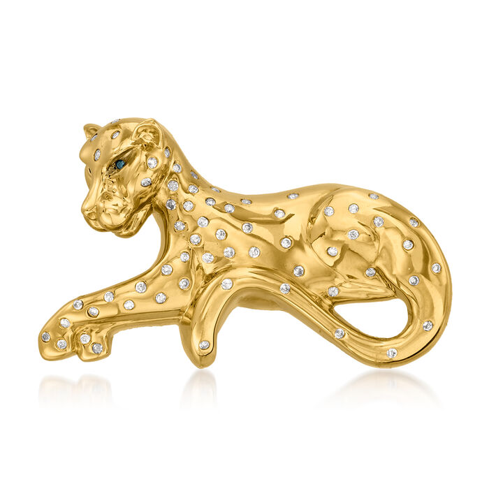 .32 ct. t.w. Diamond Panther Pin in 18kt Gold Over Sterling