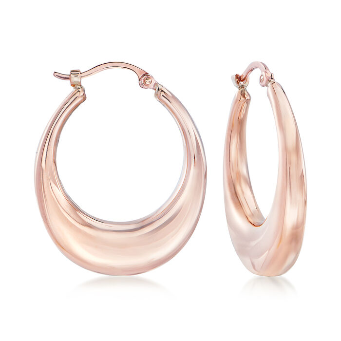 14kt Rose Gold Graduated Hoop Earrings