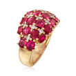 C. 2000 Vintage 5.73 ct. t.w. Ruby and .30 ct. t.w. Diamond Dome Ring in 18kt Yellow Gold