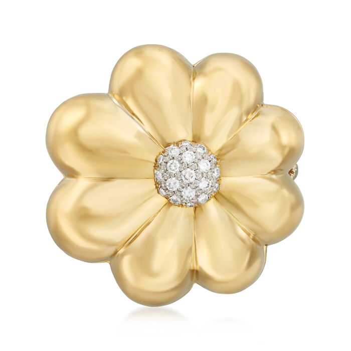 C. 1980 Vintage .50 ct. t.w. Diamond Flower Pin in 18kt Yellow Gold