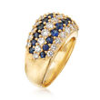 C. 1980 Vintage 1.47 ct. t.w. Sapphire and 1.73 ct. t.w. Diamond Multi-Row Ring in 18kt Yellow Gold