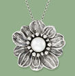 12mm Cultured Pearl Flower Pendant Necklace in Sterling Silver