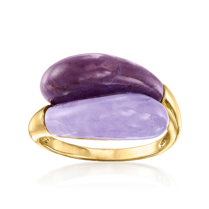 C. 1990 Vintage Purple Jasper and Purple Chalcedony Bypass Ring in 14kt Yellow Gold