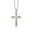 Men's Stainless Steel Beveled Cross Pendant Necklace. 22&quot;