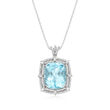 14.00 Carat Aquamarine and .84 ct. t.w. Diamond Pendant Necklace in 14kt White Gold