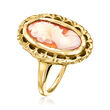 C. 1980 Vintage Brown Shell Cameo Ring in 14kt Yellow Gold