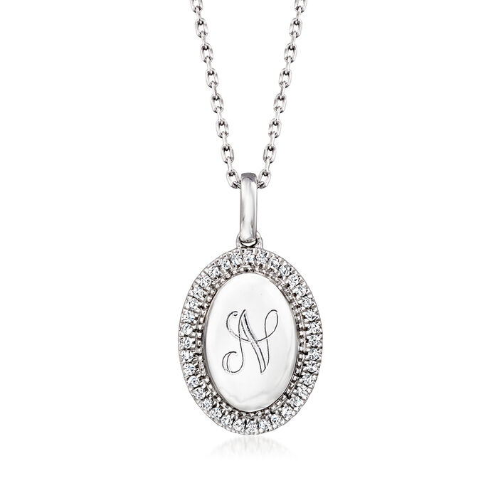 .10 ct. t.w. Diamond Personalized Oval Pendant Necklace in Sterling Silver
