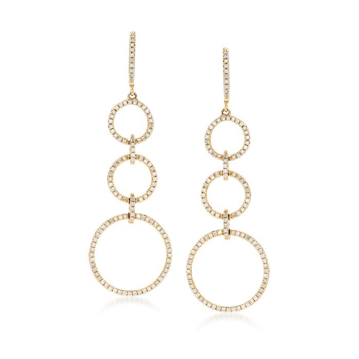 .80 ct. t.w. Diamond Graduated Circle Open Space Drop Earrings in 14kt Yellow Gold