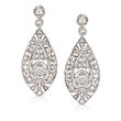 1.00 ct. t.w. Diamond Marquise-Shaped Drop Earrings in 14kt White Gold